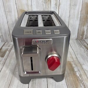 WOLF GOURMET 2-Slice Wide Stainless Steel Toaster WGTR102S Red Knob Professional